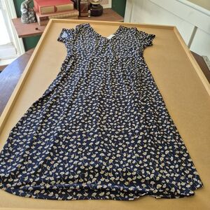 Kaileigh Blue Dress with Yellow Floral Design